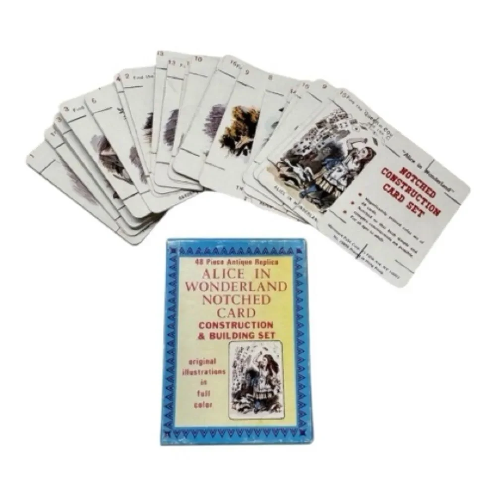 1989 ALICE IN WONDERLAND NOTCHED CARD Construction Set Build A House of Cards!